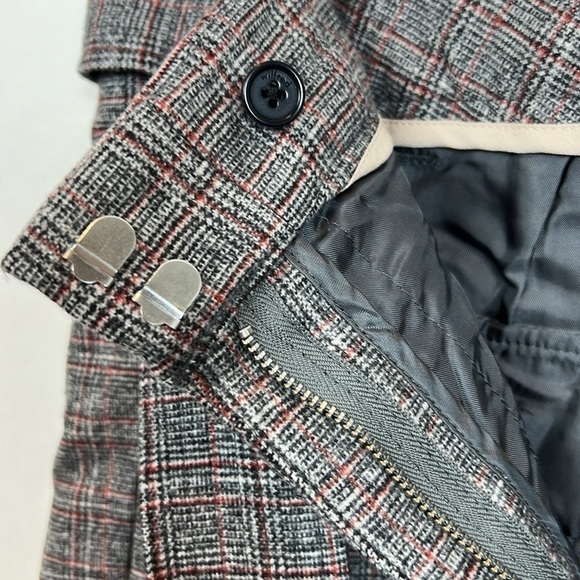 Wilfred Wool Wide Leg Crop Plaid Pants High Waist Belted - Picture 9 of 11